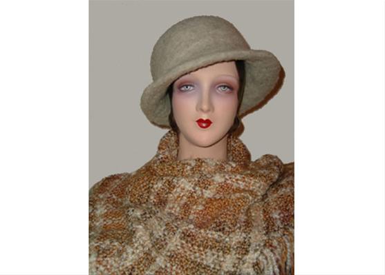 Tweed look Natural hapshire hat w/ shawl