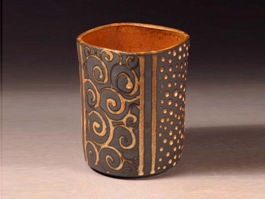 Square Top Cylinder with Dots and Spiral